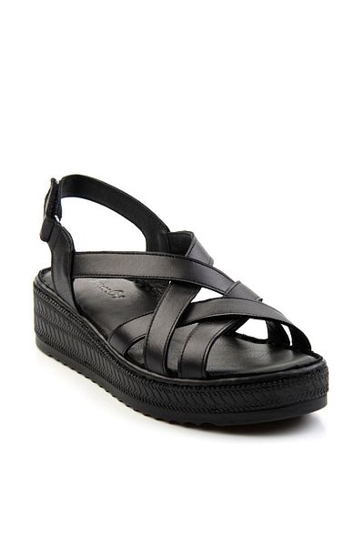 Bambi Black Leather Women's Sandals K05552000803