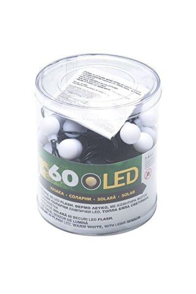 OEM Garland with 60 Solar LED Bulbs, White with Light Sensor, 6.5 m