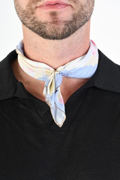 EXAGON PRINTED COTTON SCARF - XAGON - PINK, ONE SIZE