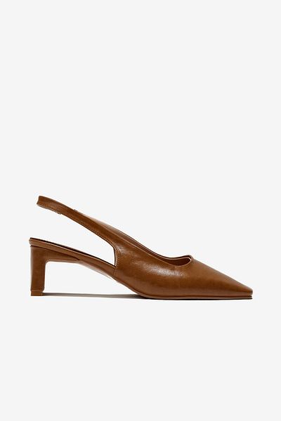 Seniorah Tan Skin Blunt Toe Women's Heeled Shoes