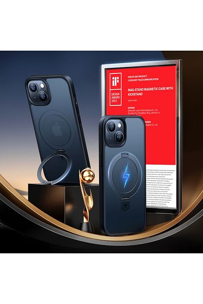 TORRAS Carcasă pentru iPhone 15 - Seria Torras Ostand - Neagră