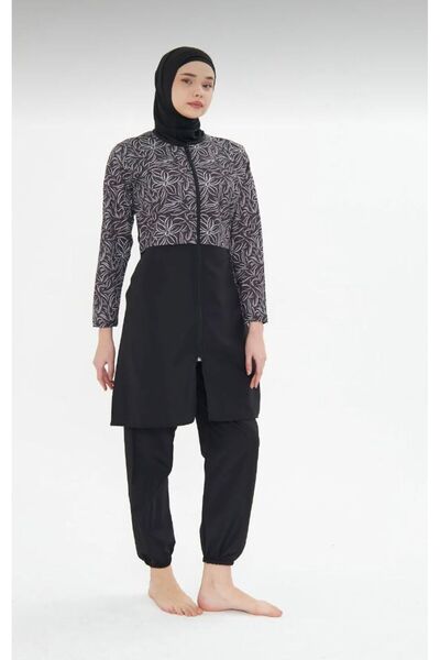 Fantasy Πλήρως καλυμμένο μαγιό με μανίκια με φερμουάρ Αλεξίπτωτο Hijab Μαγιό 3478