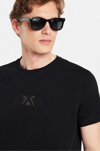 Tudors Ανδρικό T-shirt Slim Fit Slim Fit 100% βαμβακερό μαλακό μπλουζάκι με εμπριμέ μαύρο Crew