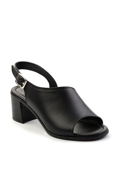 Bambi Black Leather Women's Sandals K05040030203
