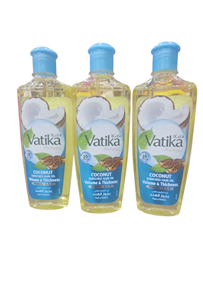 Vatika مجموعة زيت فاتيكا بجوز الهند والخروع الاصلي 200 مل 3 قطع