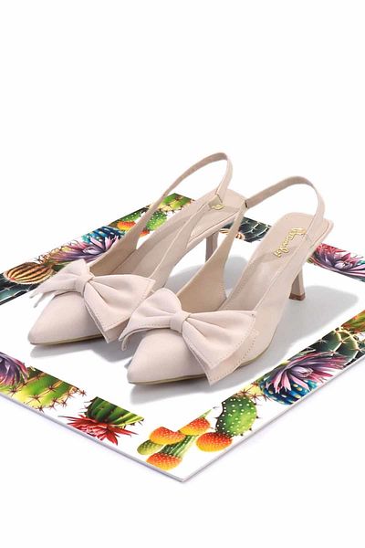 Bambi Beige Women's Classic Heeled Shoes K01671666038