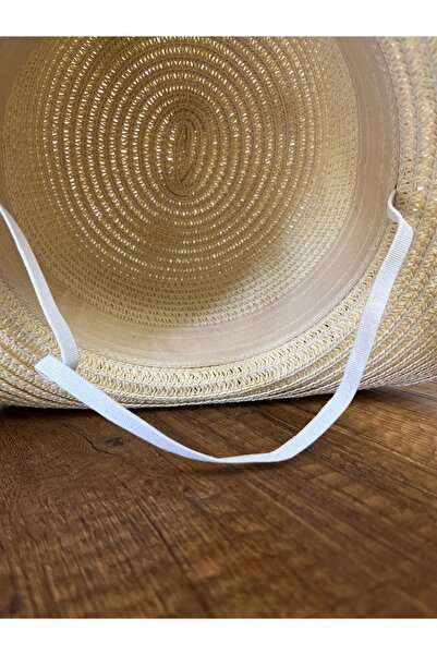 Butik Papatya Süslemeli Kız Çocuk Hasır Fötr Şapka 4-8 Yaş (48 CM)