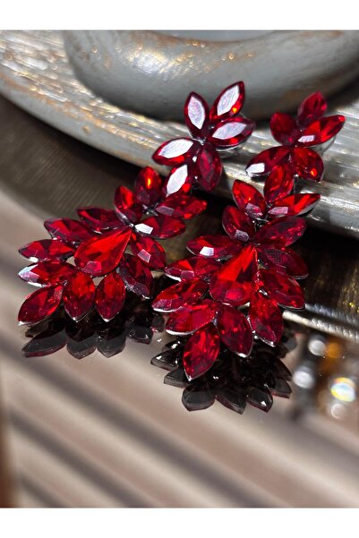 ZEYNVA Big Red Evening Dress Earrings