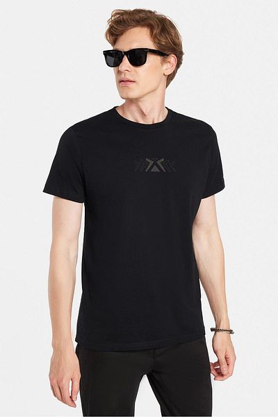 Tudors Ανδρικό T-shirt Slim Fit Slim Fit 100% βαμβακερό μαλακό μπλουζάκι με εμπριμέ μαύρο Crew