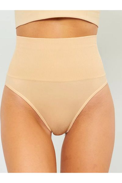 MİSTİRİK Montela Model High Waist Recovery Thong Laundry Seamless Knitted Model Skin Color