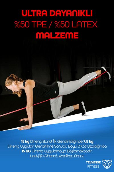 Venenon 5 + 15 + 25 kg Set of 3 Barfyks Lastik Gym Resistance Band Training Muscle Building Band