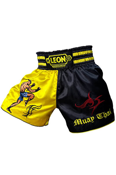 Genel Markalar Leon Warrior Profesyonel Muay Thai ve Kick Boks Şortu Sarı Siyah