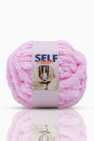 Self 4-Piece Pink Chunky Thick Blanket Yarn, Throw Pillow, Pouf, Scarf, Hand Knitted Blanket Knitting Yarn