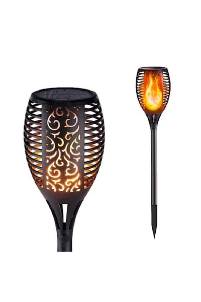 HOZRO Lampă solară cu lanternă cu efect de flacără HOZRO, 52 cm, IP65, ABS negru