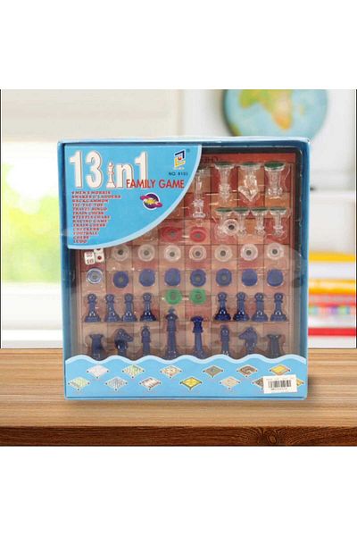 OEM Board Game, 13 in 1, Magnetic, chess pieces, Checkers, Dice, 24 x 3 x 26 cm, 6+