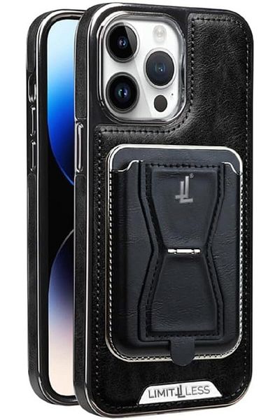 Limitless Leather Case for iPhone 13 Pro Max with Detachable Card Holder and Stand, Black