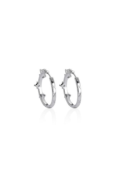 Mesmera Silver Hoop Earrings with Stones