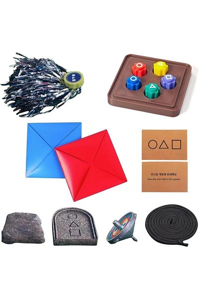 Squid Game Set of 5 Korean games from Squid Game: Gonggi, Paeng-y, Ddakji, Biseokchigi, Jebi Kicks