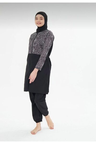 Fantasy Πλήρως καλυμμένο μαγιό με μανίκια με φερμουάρ Αλεξίπτωτο Hijab Μαγιό 3478