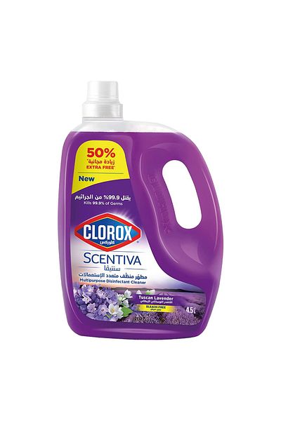 Clorox Scentiva Multipurpose Disinfectant Cleaner Tuscan Lavender Bleach Free 4.5 Litres