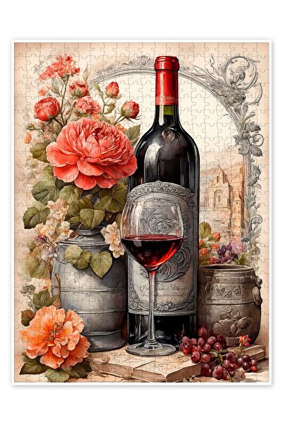 Jeronkarji Şarap şişesiyle zarif natürmort 500 Parça Puzzle Yapboz Mutfak Temalı Yetişkinler için
