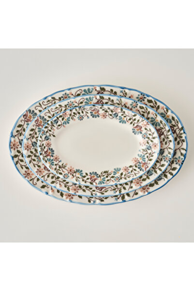 Bella Maison Vintage Porselen Bordürlü Kayık Tabak (25 cm)