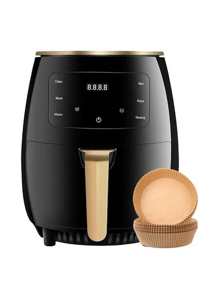 HOZRO Friteuză cu aer cald, fără ulei, putere 2400 W, capacitate 6 L, afișaj digital, 6 funcții de gătit