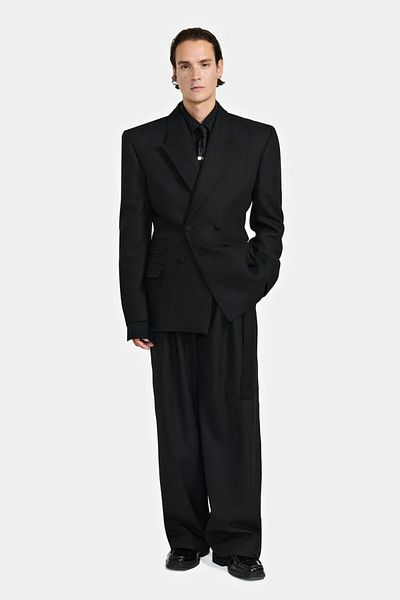 LOUIS GABRIEL NOUCHI Double Breasted Jacket In Jacquard Fur - - S, Gray