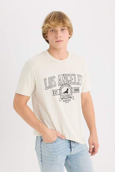 DeFacto Men's T-Shirt D5577Ax/Bg721 Stone