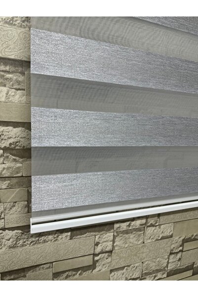PERDECİNİZ GRİ RENK ZEBRA PERDE ALÜMİNYUM KASA EnxBoy (Etek kısmı düz) ENXBOY