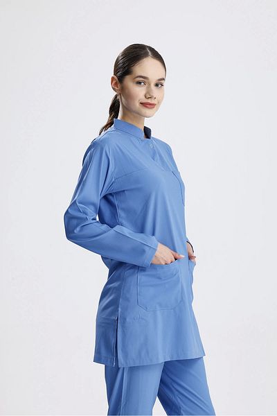 Moodamedikal Parliament Blue Surgical Hijab Suit Lycra Fabric Judge Collar Jersey