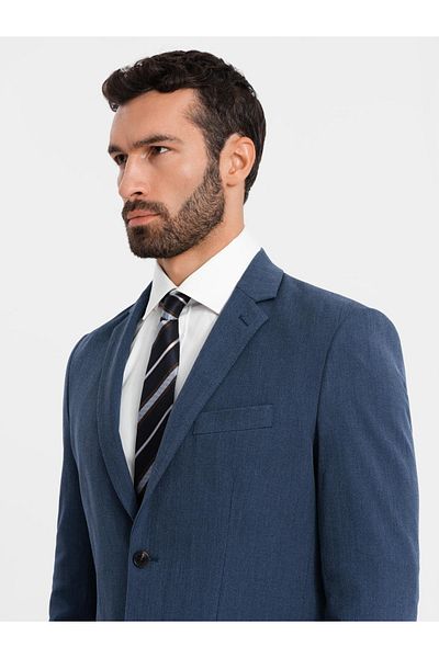 OMBRE Elegantes Herren Slim Fit Sakko mit Viskose - Dunkelblau V3 OM-BLZB-0135 M