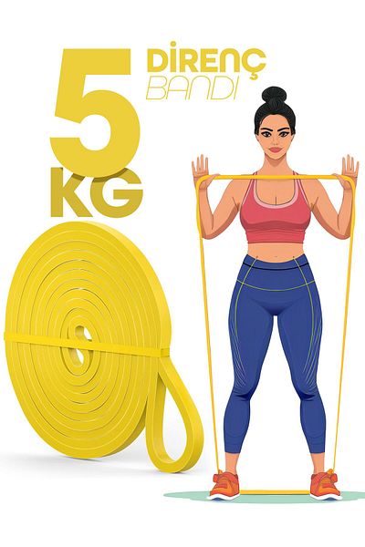 Venenon 5kg Barfyx Rubber Gym Resistance Band Training Muscle Building Band Yellow (Lightweight)