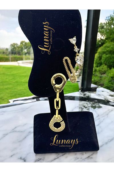 Lunays Jevelry Handcuff Zircon Stone 3 Piece Earring Set