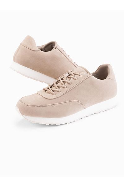 OMBRE Sportliche Herren-Sneaker aus Leder mit Wildleder-Finish - Sand V4 OM-FOCS-0161 45