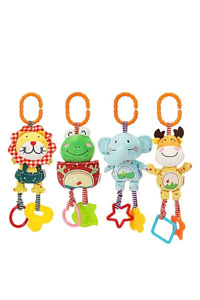 tumama Set of 4 Plush Hanging Toys, for Babies and Children, Animal Pattern, Age +0 months