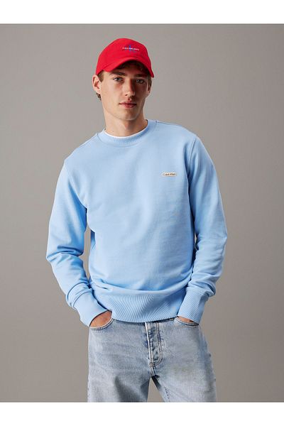 Calvin Klein Men Blue Bell Cotton Terry Badge Sweatshirt