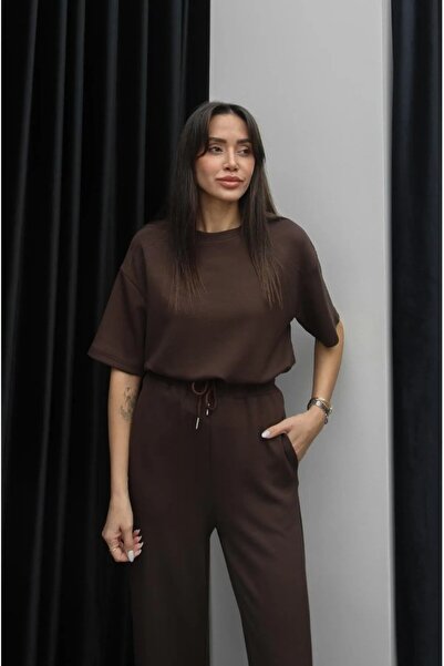 Patreon BARNA Női modál anyagú, rövid ujjú tréningruha szett