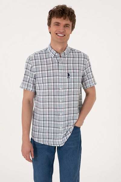 U.S. Polo Assn. Men's Aqua Short Sleeve Shirt 50299615-Vr007