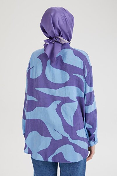 Armine TREND Gömlek Yaka Düğmeli Basic Tunik-Mavi 25YT487