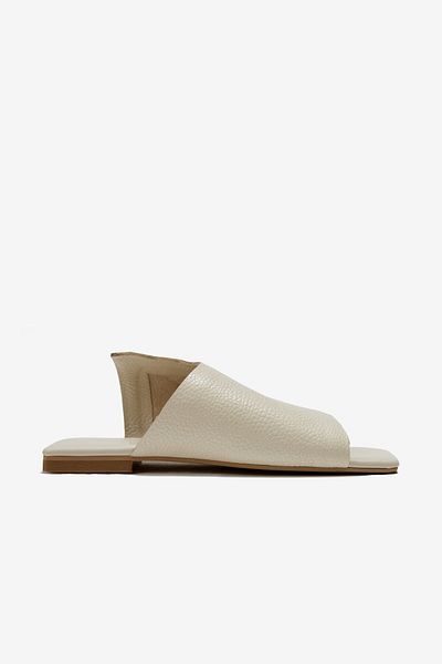 Seniorah Beige Real Leather Women's Slippers