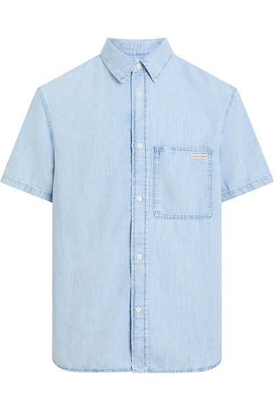 Calvin Klein Men Denim Light Regular Short Sleeve Denim Shirt