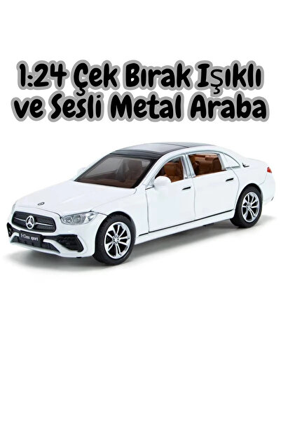 welcomein Metal Mercedes Çek Bırak Sesli ve Işıklı Model Araba Beyaz Işıklı 1...