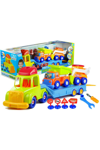 Evelise Σετ κατασκευών Ρυμουλκούμενο με εκσκαφέα και ανατρεπόμενο φορτηγό με ...