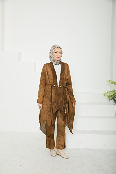 Armine TREND Armi̇ne trend trousered, knitted and cardigan triple set-brown 24kt678