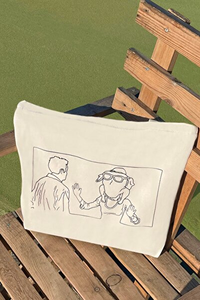 Mumu Friends Desenli Bez Çanta - Sanatsal Kanvas Omuz Çantası - Kadın Alışveriş Çantası