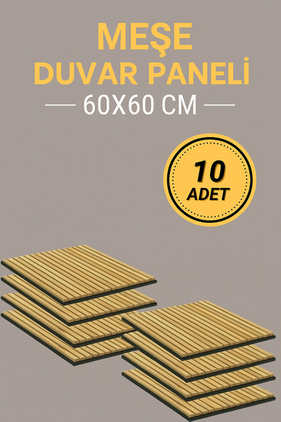 petels Ahşap Kare Akustik Duvar Kaplama Paneli Mdf 60x60cm Meşe 10 adet