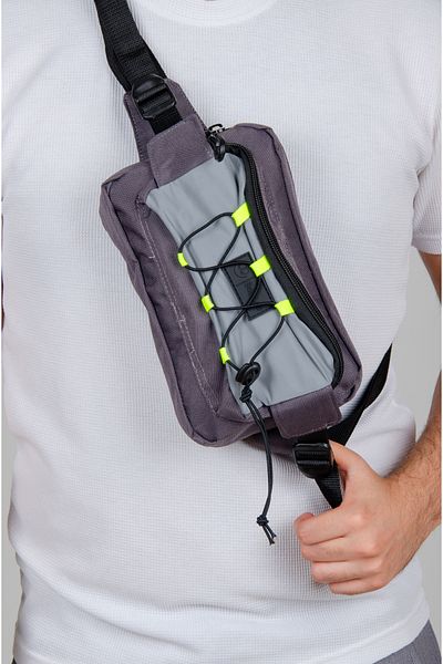 KAFF Gray Water Resistant Fabric Reflector Detailed Bodybag Cross Shoulder Bag -1047