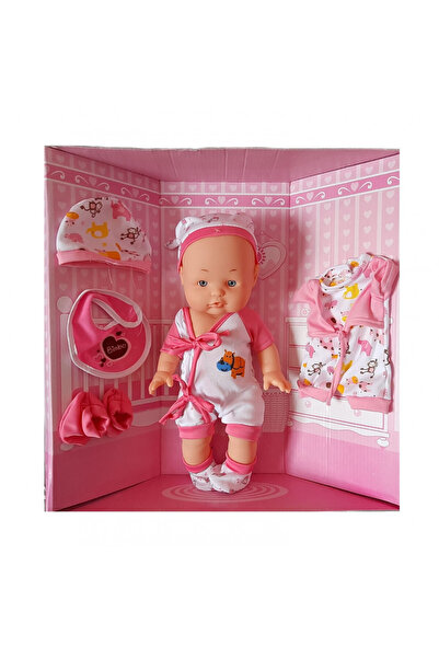 GLOBO Μωρό Bimbo με ροζ και λευκή πιτζάμα, με αλλαξιέρα, 37 εκ. - εντάξει