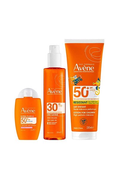 Avene Avène Package, Facial Fluid SPF50+, 50ml, Oil SPF30, 200ml, Children's Sunscreen Lotion SPF50+ 250ml